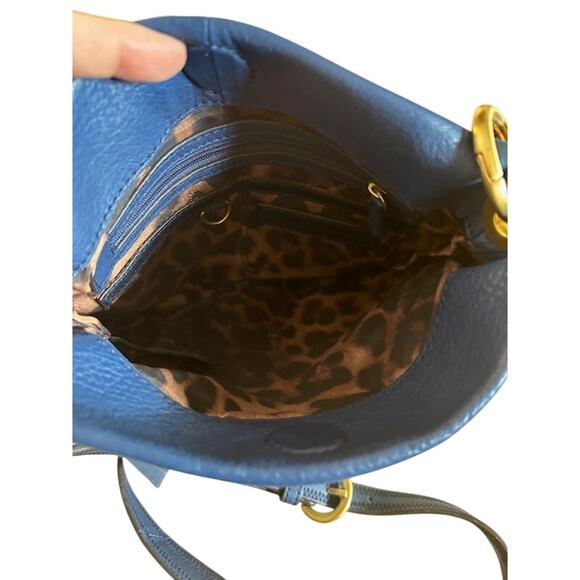 B. Makowsky Colorblock Leather Crossbody Bag – Blue, Cream & Taupe - Picture 5 of 8